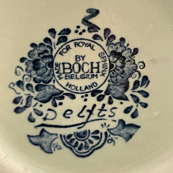 BOCH for ROYAL SPHINX DELFTS Genuine Vintage Porcelain Vase, Floral Blue & White - Picture 5 of 11